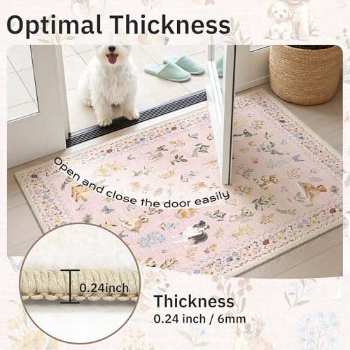 Dog 5x7 Pink Area Rugs for Baby Girl Nursery (Dog/Baby Pink / 5' x 7' (Rectangular))