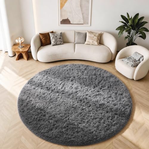 Round Rug 6Ft Grey Circle Area Rugs (1- Grey / 6' (Round))