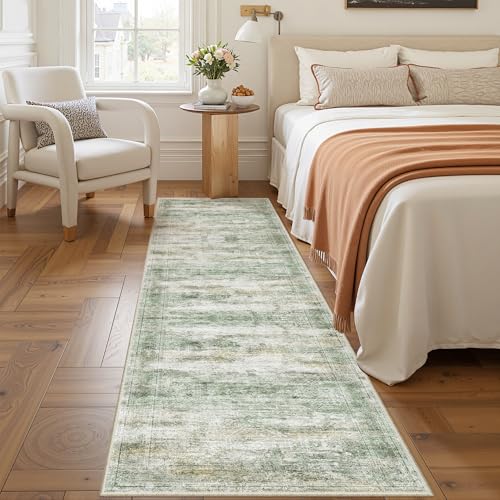 2x8 Runner Rug Non Slip (Green/Yellow/Ivory / 2' x 8' (Runner))