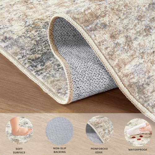 6ft Round Area Rug Living Room Rugs (Golden Grey / 6' (Round))
