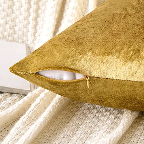 12x20 Inch Lumbar Velvet Throw Pillow Covers Golden (20" x 12" (Pack of 2) / Golden)