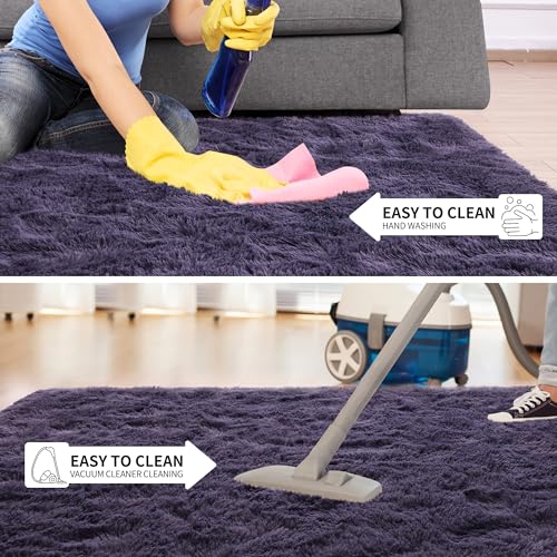 5x8 Area Rugs for Living Room Fluffy Gray Purple Rug for Bedroom (Gray Purple / 5' X 8' (Rectangular))