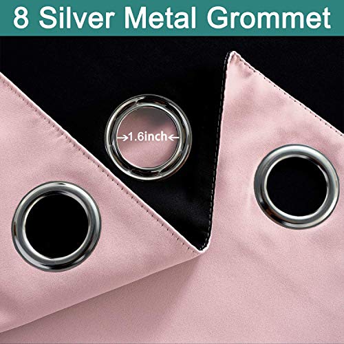 Pink 100% Blackout Curtains 84 Inches Long for Bedroom 52" Wide (52"W x 84"L (Pack of 2) / Pink)