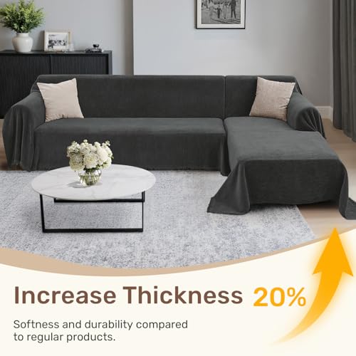 2 Pieces Sectional Couch Covers L Shaped Cover XL Charcoal Gray (Charcoal Gray / 71"×110"+71"×118")