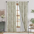 Floral Linen Blackout Curtains for Bedroom 90 Inches Long (Green / 50"W x 90"L (Pack of 2))