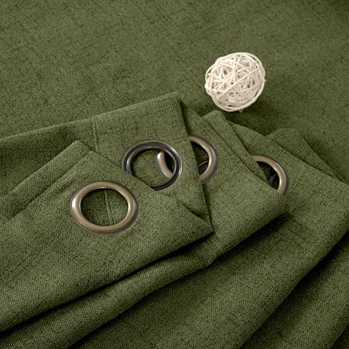 Olive Green Linen Curtains 40 Inch Length for Kitchen Window (Olive / 42"W x 40"L (Pack of 2))