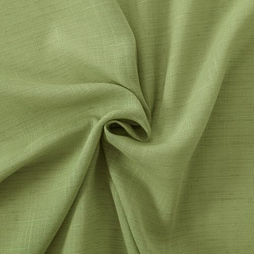 Olive Green Linen Curtains for Living Room 84 Inch Length (Green / 52"W x 84"L (Pack of 2))