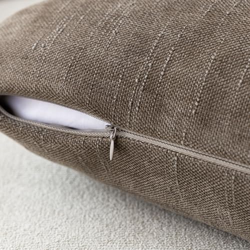 Solid Textured Chenille Throw Pillow Covers 24x24 Inch (24" x 24" (Pack of 2) / Taupe Grey)