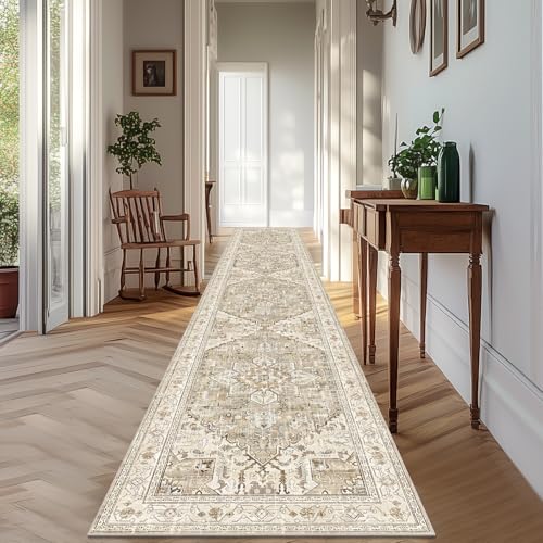 Washable Runner Rug (2'3" x 14' / Beige Brown)