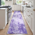 Washable Runner 2'x6' Abstract Area Rug for Hallway Purple (Purple/Gray/Pink/White / 2' x 6' (Runner))