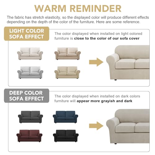 3 Piece Stretch Sofa Covers for 2 Cushion Loveseat Couch Covers for Living Room Furniture Cover (Medium / Island Fossi)