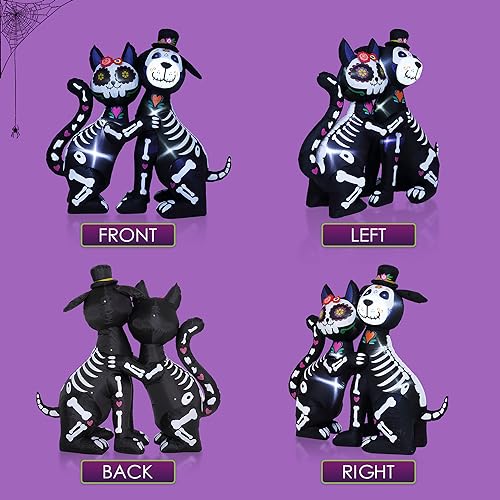 6 FT Halloween Inflatables Skeleton Black Cat and Dog (6 FT Cat & Dog)