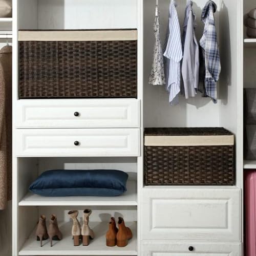 Woven Storage Basket with Lid (160 L / Brown)