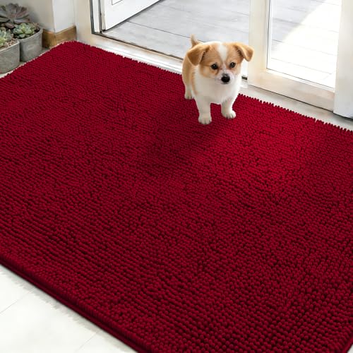 Dog Door Mat for Muddy Paws 50x30 (Red / 50" X 30")