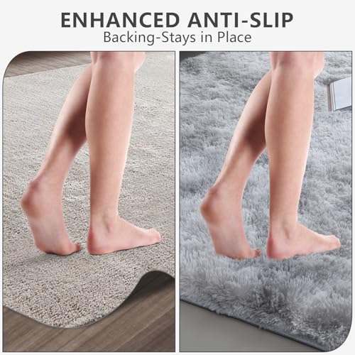 Shag Area Rugs for Bedroom Living Room (Mottling Grey / 4' x 6' (Rectangular))