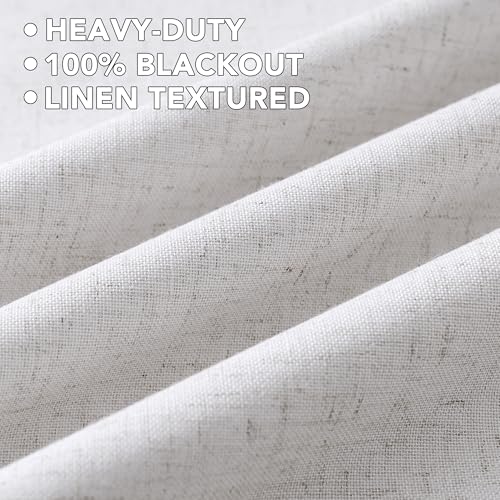 100% Blackout Linen Curtains 63" L 2 Panels Heathered White (Heathered White / 52"W x 63"L (Pack of 2))