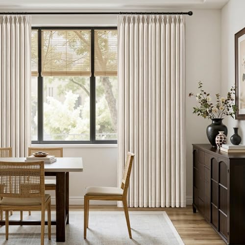 Cream White Pinch Pleated Linen Curtains 96 Inches Long 2 Panels (Cream White / 40"W x 96"L (Pack of 2))