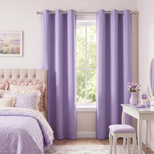 Lavender Purple Room Darkening Curtains 45 Inches Long 2 Panels for Girls Room (Lavender Purple / 40"W x 45"L (Pack of 2))