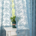Vintage Lace Curtains 54 Inch Length for Bathroom (Stone Blue / 52"W x 54"L (Pack of 2))