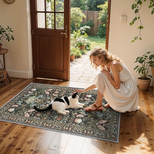 Washable 4x6 Bedroom Rug for Family (4' x 6' (Rectangular) / Green)