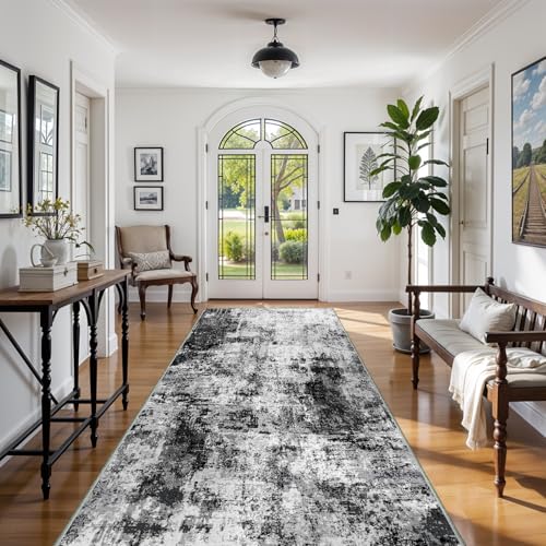4x10 Wide Washable Runner Rug (Black/Grey / 4' x 10' (Runner))
