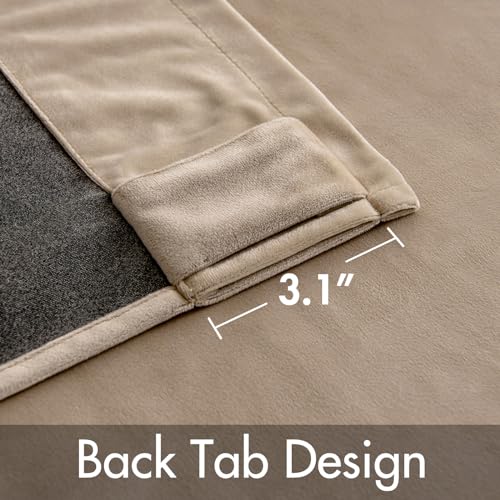 Velvet Curtains 52x90 inches 2 Panels Camel Beige Blackout Curtains (Camel Beige / 52"W x 90"L (Pack of 2))