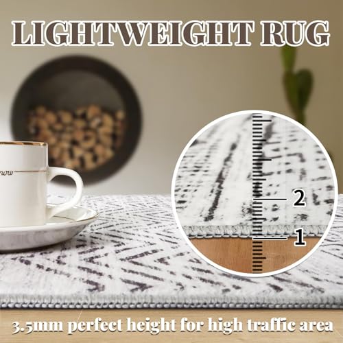 3x4 Area Rug Washable Moroccan (Grey / 3' x 4')