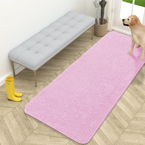 Dog Door Mat for Muddy Paws 59x24 (Pink / 59" X 24")
