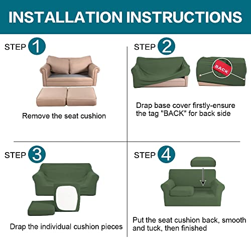 3 Piece Sofa Covers for 2 Cushion Couch Sofa Slipcover Soft Couch Cover for Dogs (Sofa (2 Cushion) / Bronze Green)