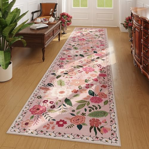 Runner Rug 2x10 Washable (Pink / 2' x 10' (Rectangular))
