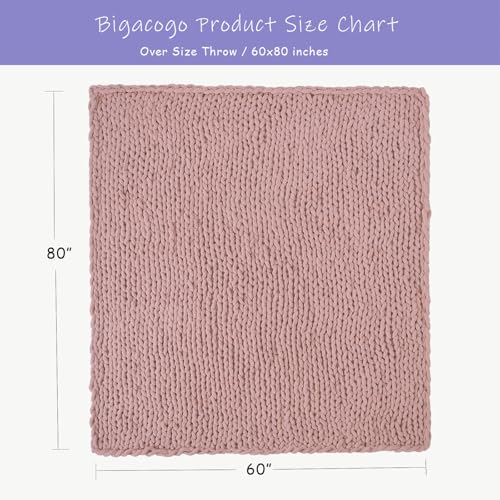Chunky Knit Throw Blanket for Couch (Dusty Pink / 60"x80" (Over Size Throw）)