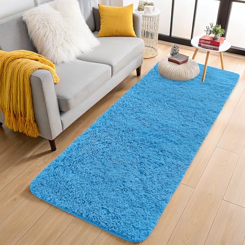 2x5 Machine Washable Runner Rugs for Hallway (2x5 Ft / Bright Blue)