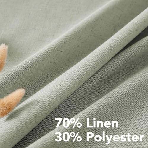 2 Pack Ultra Luxurious High Woven Linen Elegant Curtains Semi Sheer Grommet Curtain Panels Light Filtering Privacy Panels Drapes (52"W x 108"L (Pack of 2) / Sage)