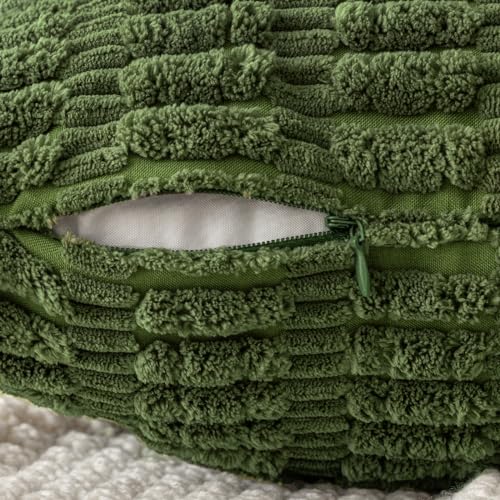 Corduroy Decorative Throw Pillow Covers 18x18 Moss Green Pack of 2 (Moss Green / 18" x 18" (Pack of 2))