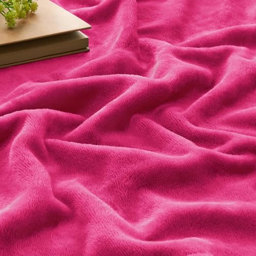 Fleece Blanket Soft Plush Throw for Couch Hot Pink 50"x70" (Hot Pink / Throw XL(50"x70"))