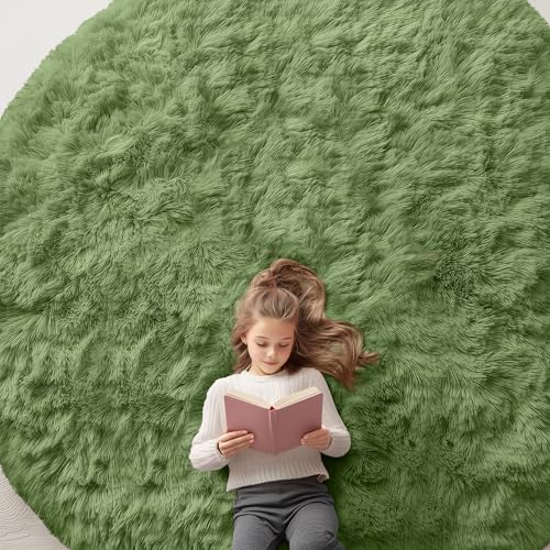 Green Round Rugs for Bedroom (9 Ft Round / Green)
