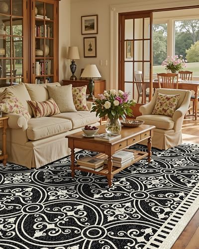 8x10 Area Rugs for Living Room Modern Washable Rug (Obsidian / 8' x 10' (Rectangular))