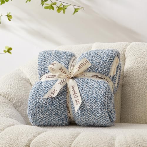 Blue Bedding Blanket Twin Size for Bed and Sofa (Heather Blue / Twin (60"x80"))