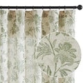 Green Floral Linen Curtains 84 Inch Vintage Back Tab 2 Panels (*Jacobean Sage Green on Beige / 50"W x 84"L (Pack of 2))