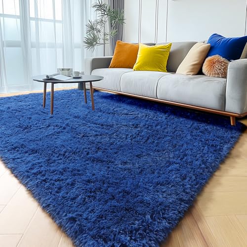 Navy Area Rugs for Boys Bedroom Living Room (Navy Blue / 4' x 6' (Rectangular))