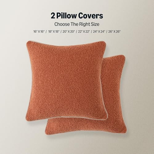 Boucle Throw Pillow Covers for Couch (Brown / 24" x 24" (Pack of 2))