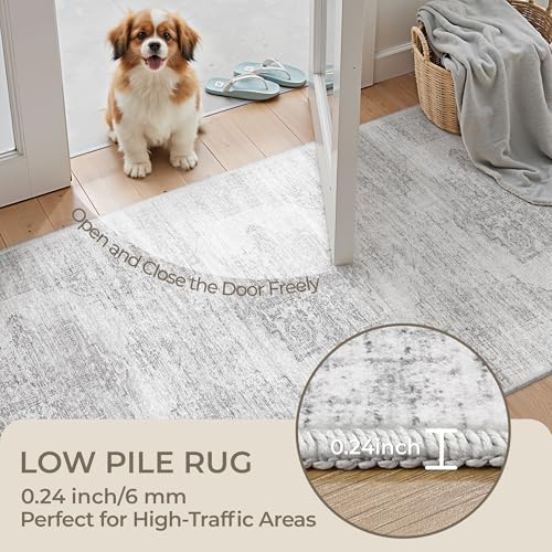 2x12 Runner Rug Non Slip (Light Grey/White / 2' x 12' (Runner))