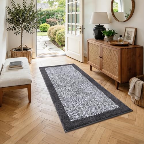 48x24 Bathroom Rugs Non Slip Washable (Dark Grey / 2' x 4' (Rectangular))