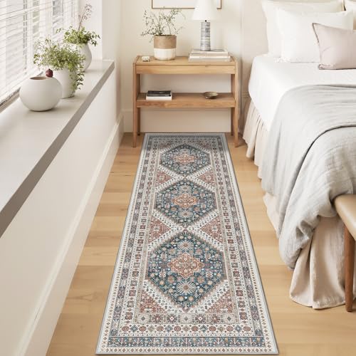 Kitchen Runner Rug Non Slip Washable Rugs 2.5x8 (Blue / 2'6" x 8' (Runner))