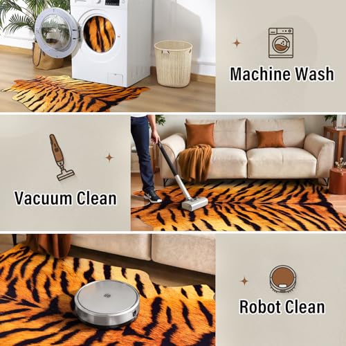 Premium Tiger Print Rug (4'7" X 5'2" (Irregular) / Classic Tiger)