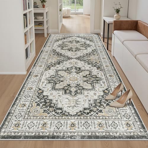 4x8 Wide Hallway Runner Rug Washable for Living Room (Black / 4' x 8' (Runner))