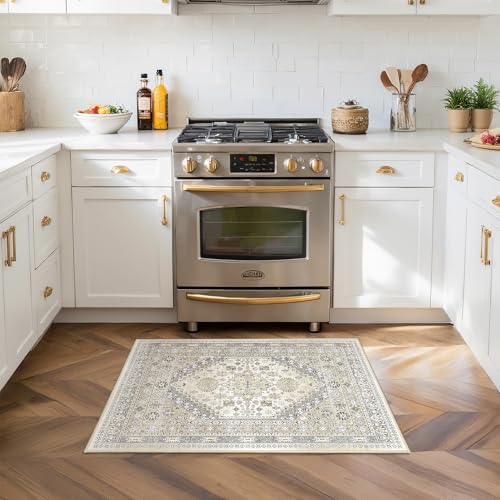 2x3 Entryway Rug Vintage Washable Rug Runner for Kitchen (Beige / 2' x 3' (Runner))