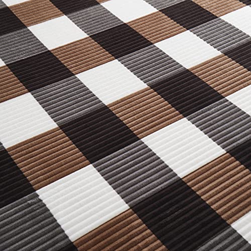 Sherpa Blanket Twin Plaid Thick Bed Blanket (Brown-check / 60"*80")