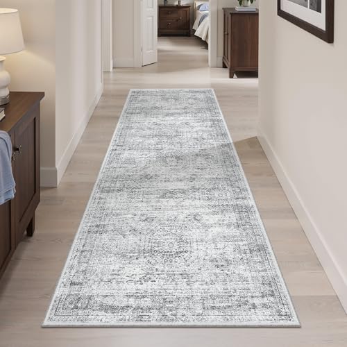 Runner Rug 2x6 Washable Kitchen Hallway Runners Non (Grey / 2' x 6' (Runner))