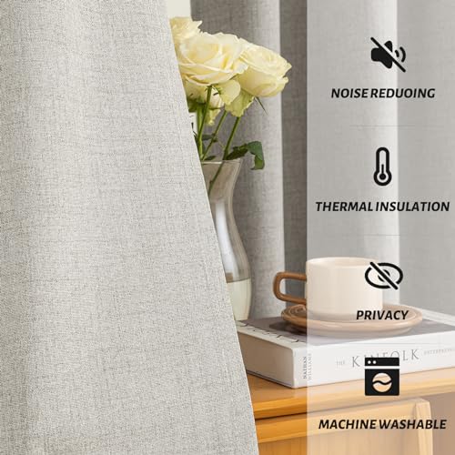 Oatmeal Linen Textured Curtains 96 Inches Long for Living Room (Linen Oatmeal / 52"W x 96"L (Pack of 2))